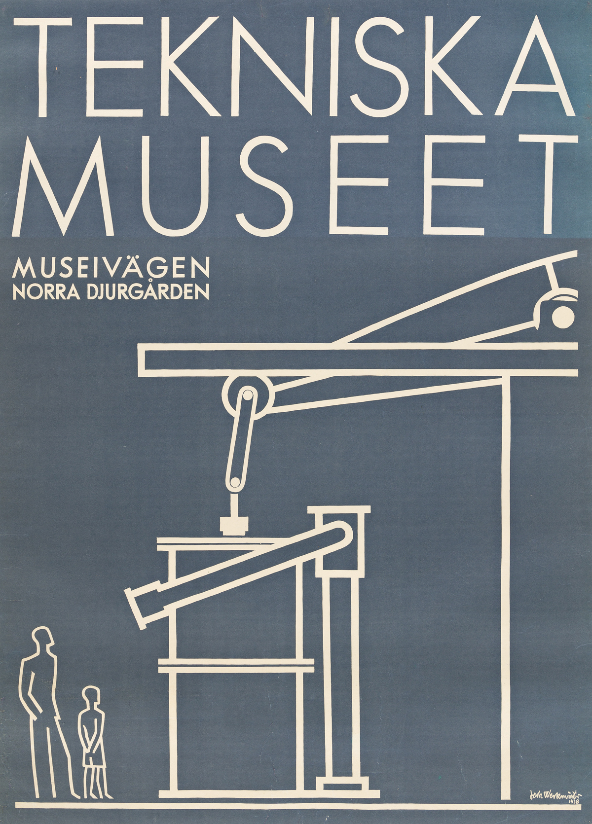 JERK WERKMÄSTER (1896-1978).  TEKNISKA MUSEET / MUSEIVAGEN. 1938. 32½x23½ inches, 82½x59¾ cm.